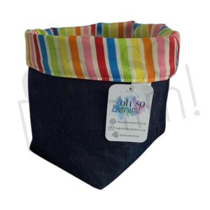 Bright Candy Stripes Denim Basket- Medium