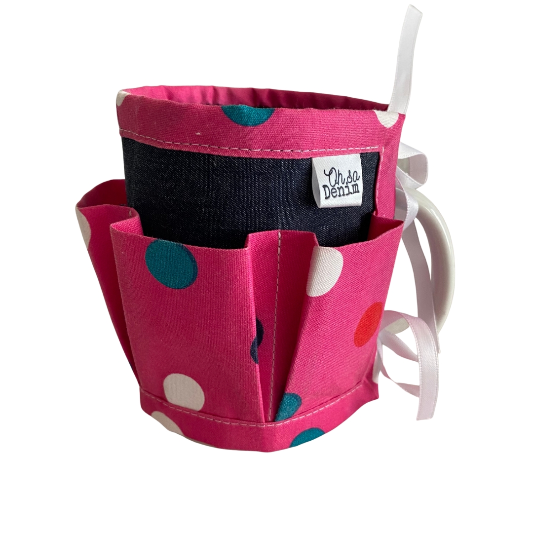 Pink Multicolour Polka Dot Mug Tool Organiser - Image 2