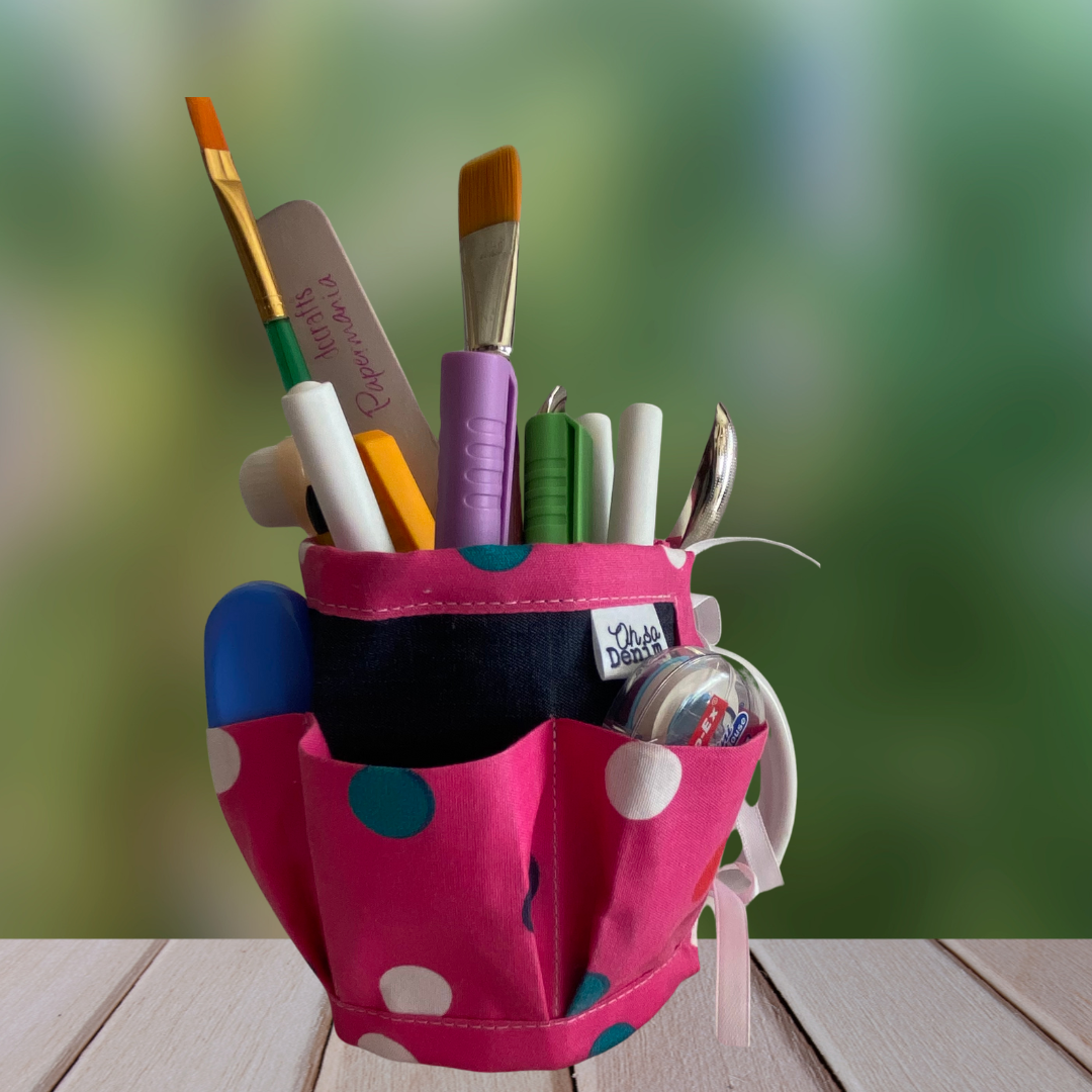 Pink Multicolour Polka Dot Mug Tool Organiser
