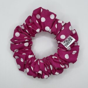 Dark Pink and White Polka Dots Hair Scrunchie