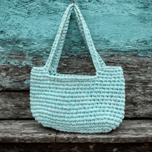 Mint Floral Crochet Tote
