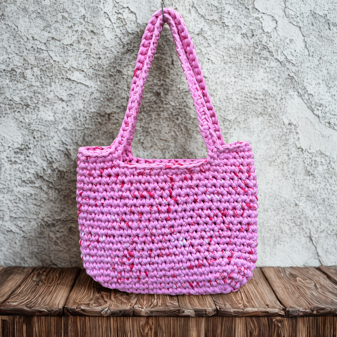Pink & Red Bow Crochet Tote
